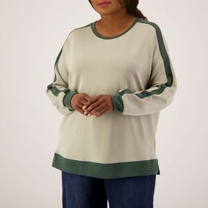 Moa Moa Green and Beige Long Sleeve Top 3X NWT
